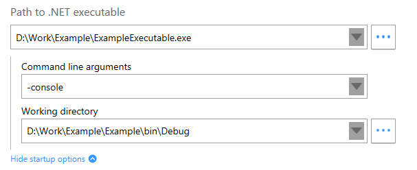 .NET executable show startup options