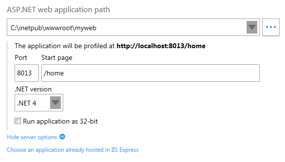 ASP.NET - IIS Express, application not in list options