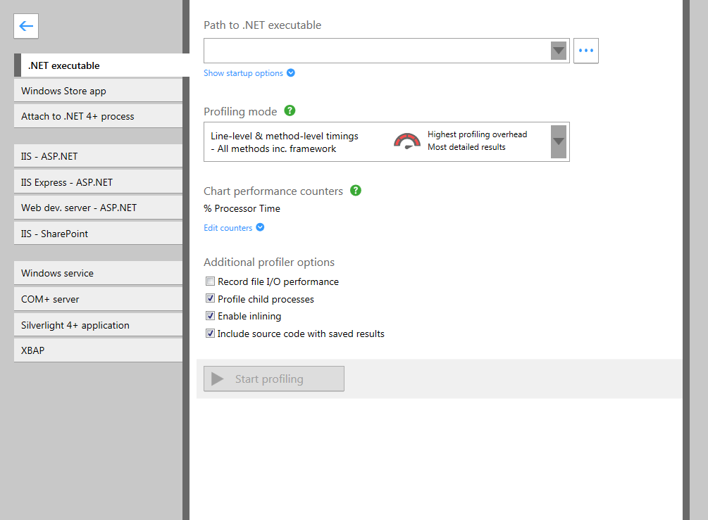 Setting up and running a profiling session ANTS Performance Profiler 10 Product Documentation