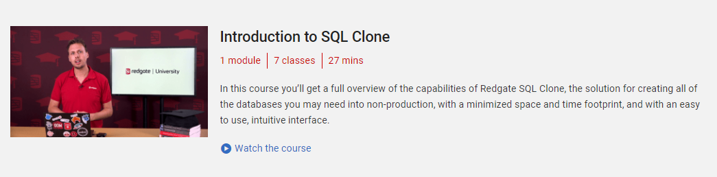 SQL Clone getting started course