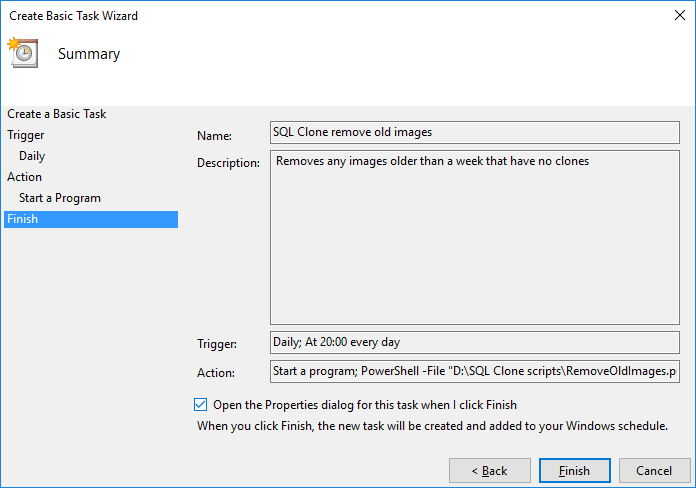 Windows Task Scheduler - SQL Clone 5 - Product Documentation