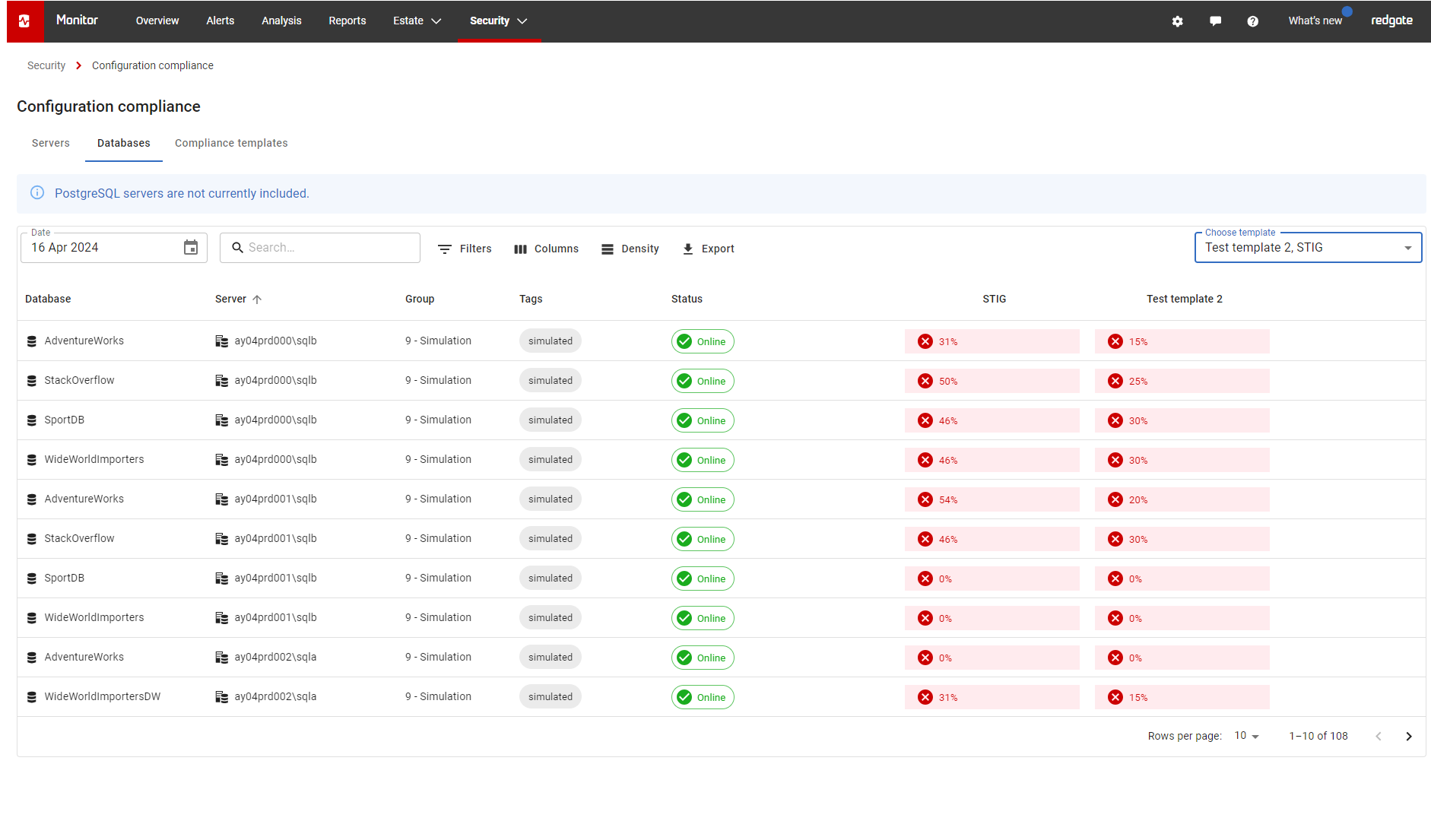 Databases tab