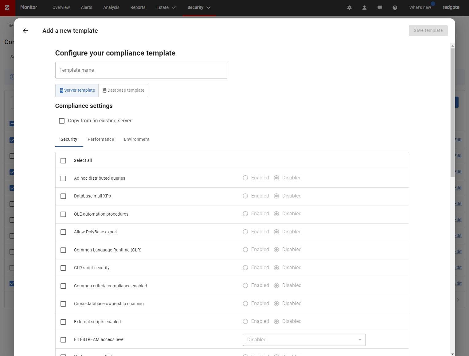 Add new server template