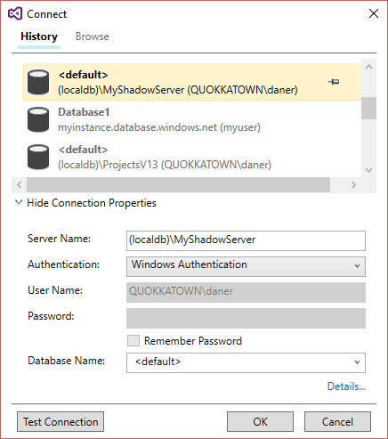 Shadow Database Target and shadow databases - ReadyRoll 1 - Product Documentation