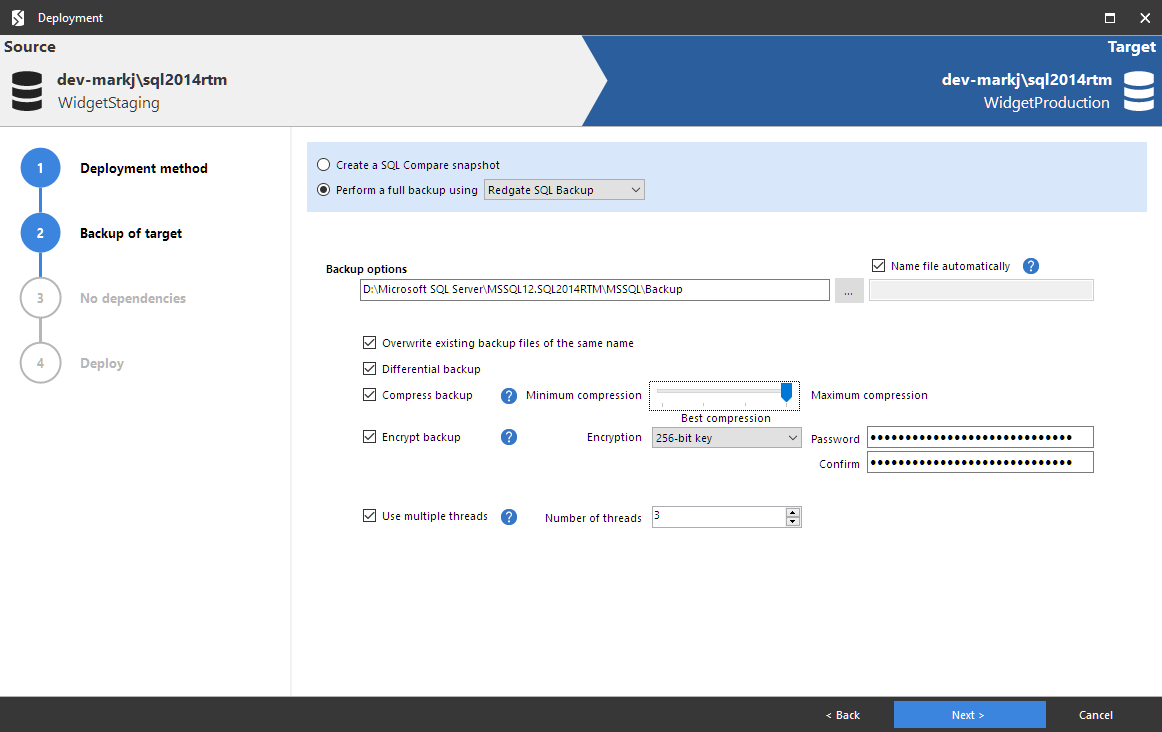 Using the Deployment Wizard - SQL Compare 16 - Product Documentation