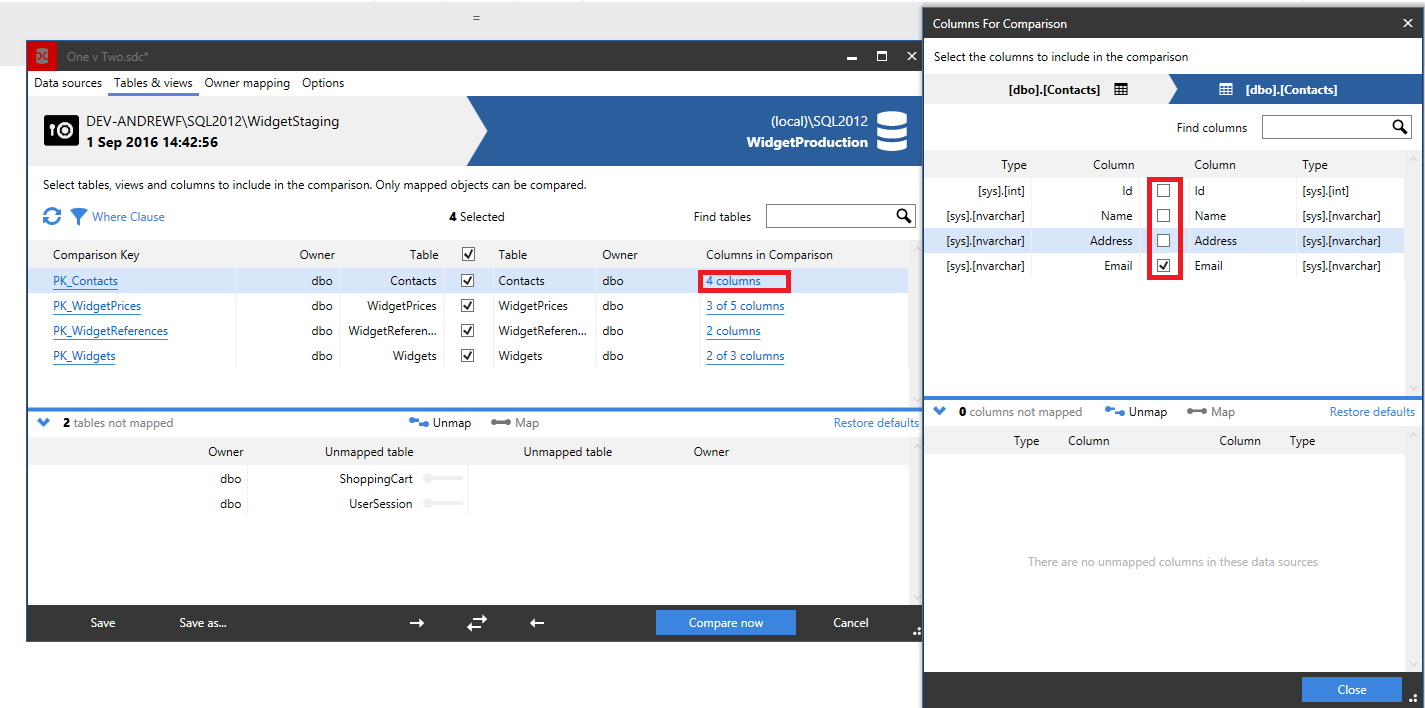 Worked example - restoring from a backup file - SQL Data Compare 13 ...