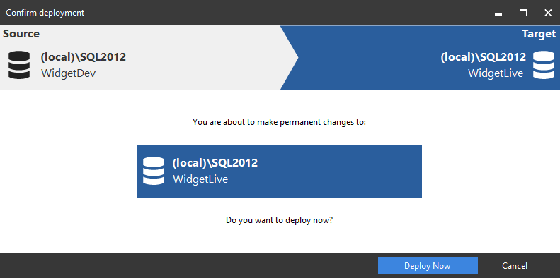 Worked example - deploying data in two databases - SQL Data Compare 15 ...