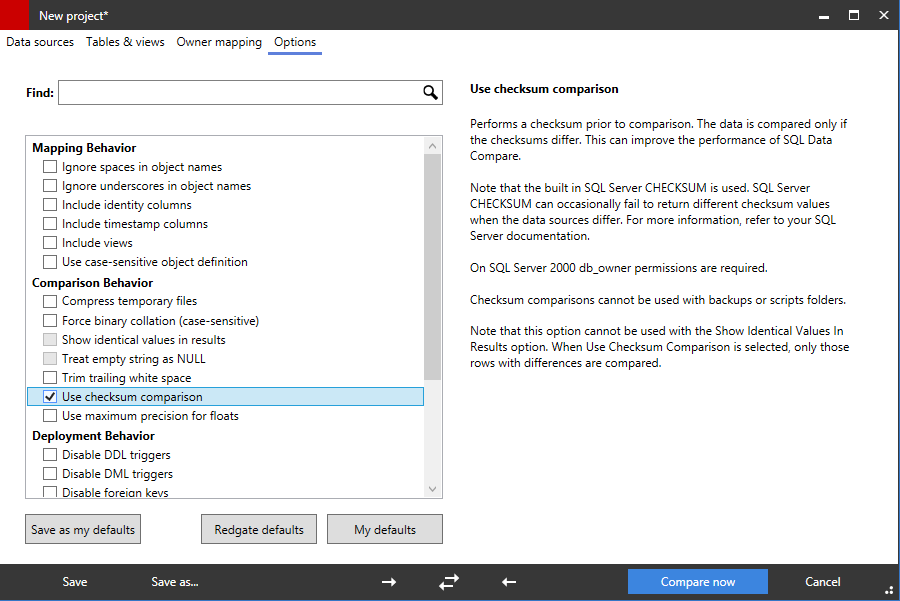 Improving the performance of SQL Data Compare - SQL Data Compare 16 ...