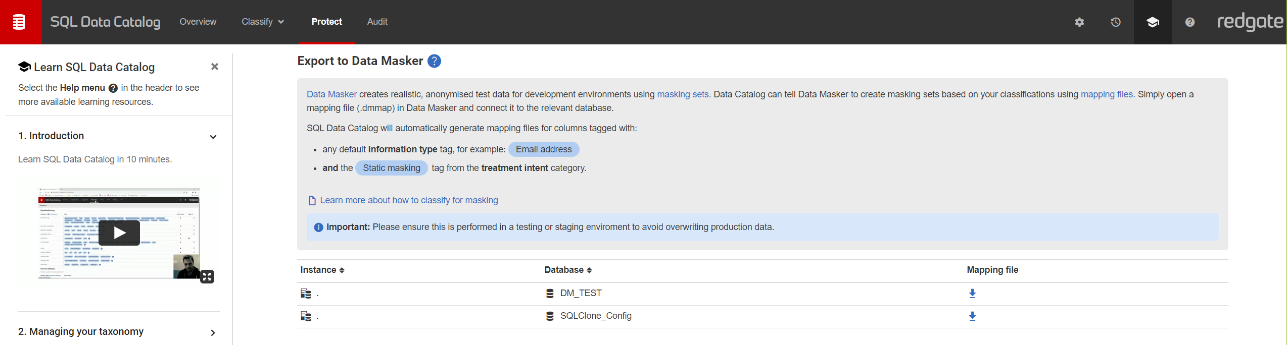 Protect - SQL Data Catalog - Product Documentation