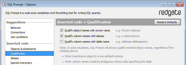redgate sql prompt invalid object new table
