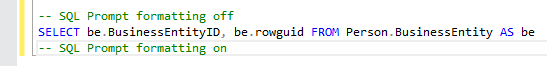 Formatting your code - SQL Prompt 8 - Product Documentation